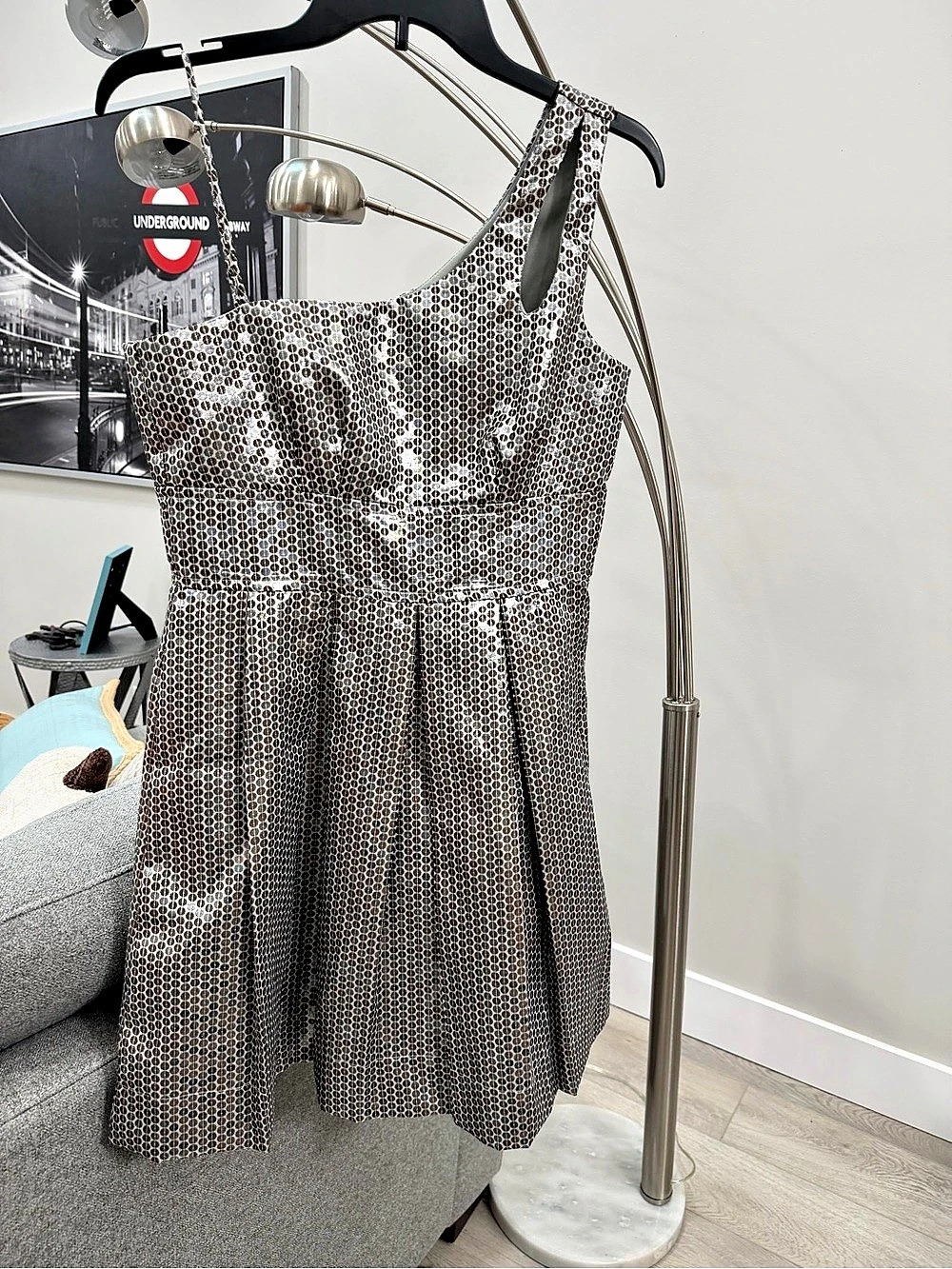 Teeze Me Geometric Mini Dress in Brown & White Size 4 Like New